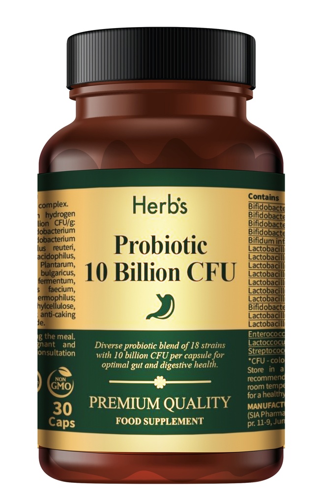 HERB'S -Probiotics Premium 10 billion CFU Complex (18 Strains) capsules - 30 pills