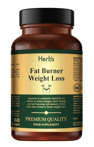 [52023] HERB'S -Slim Weight Loss  fat burner (Raspberry fruit 1500mg, Vitamin B3 16mg, Green tea 40mg, Guarana 40mg, N-Acetyl LCarnitine 2mg) HVC capsules - 60 pills