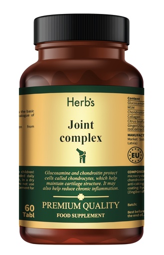 [52008] HERB'S -Joint formula Glucosamine 500mg & Chondroitin 100mg +MSM 133mg +Collagen 100mg +Citrus Bioflavonoid Complex 100mg +100mg Ginger Root - 30 pills