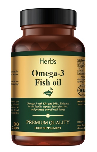 [52004] HERB'S -Omega 3 fish oil 1000mg 180 EPA & 120 DHA (EE) +E vitamin 5mg softgel - 90 pills